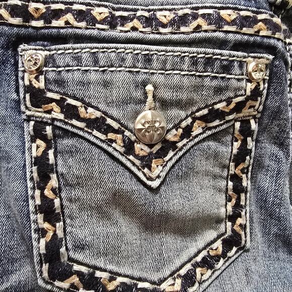 Miss Me Skinny Jeans bling rhinestone decorative stitching flap pockets size 26 - Picture 8 of 11